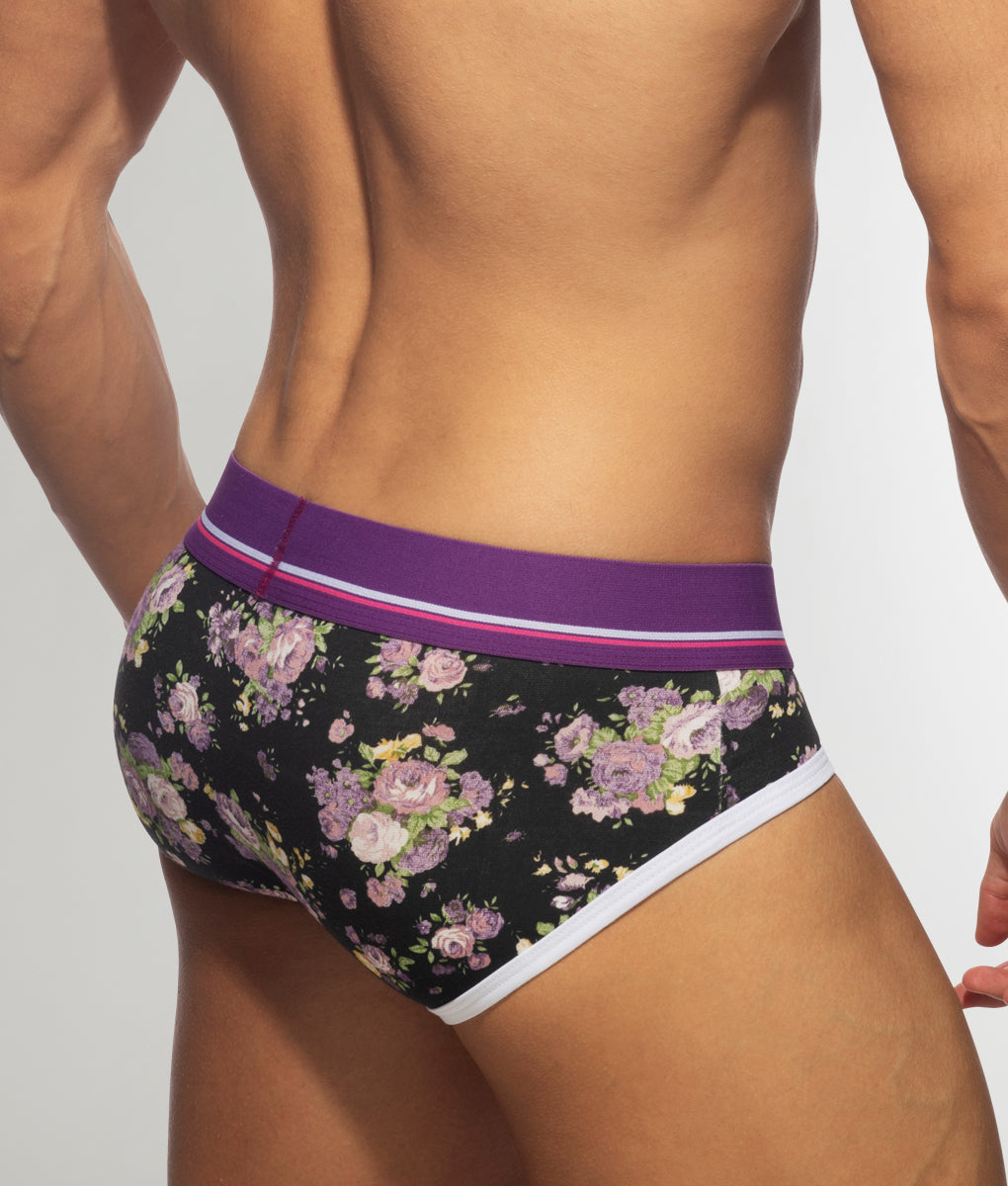 Addicted Violet Flowers Brief Addicted Violet Flowers Brief Purple-black