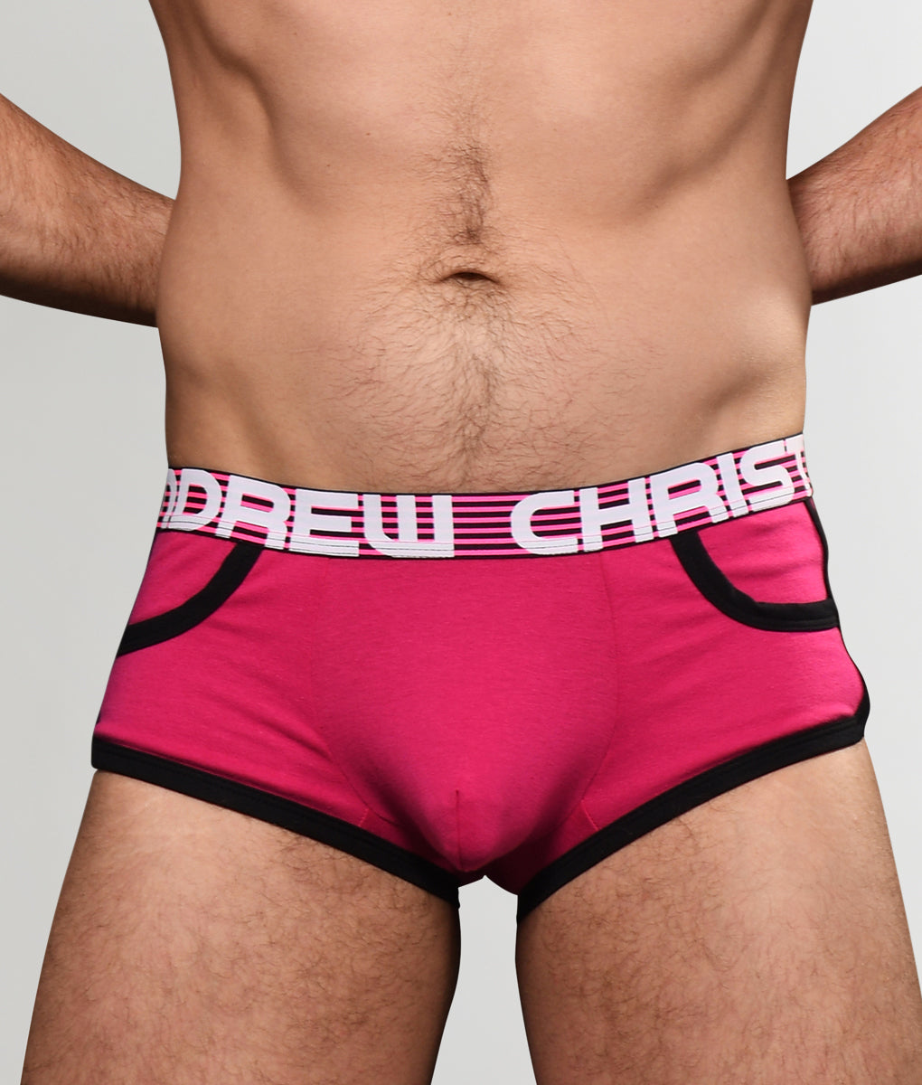 Andrew Christian Almost Naked Retro Pocket Trunk Fuchsia