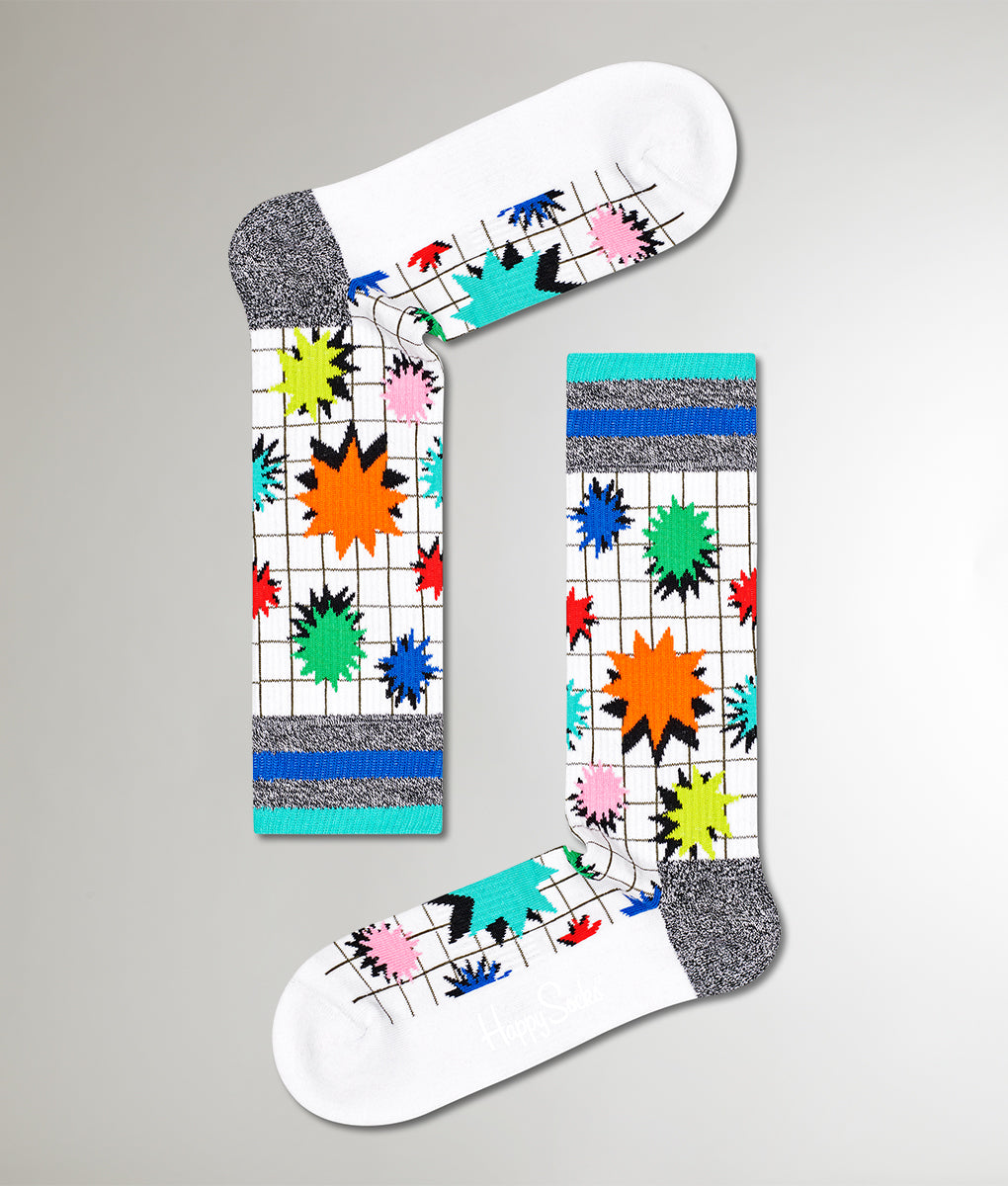 Happy Socks Explosion Crew Sock White