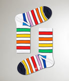 Happy Socks Multi Stripe 3/4 Crew Sock White