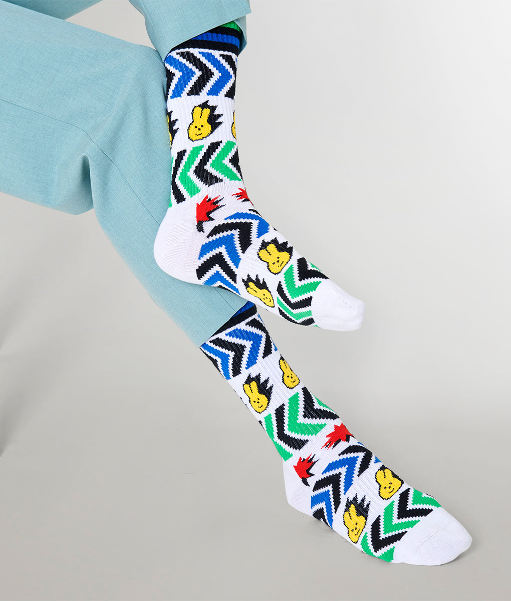 Happy Socks Speed Thin Crew Sock White