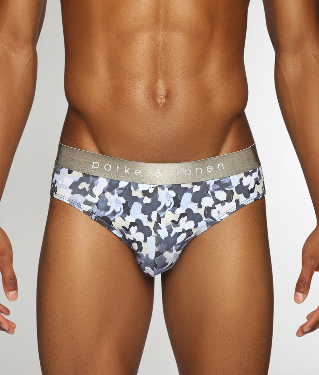 Parke & Ronen Printed Low-Rise Brief Woodland-grey