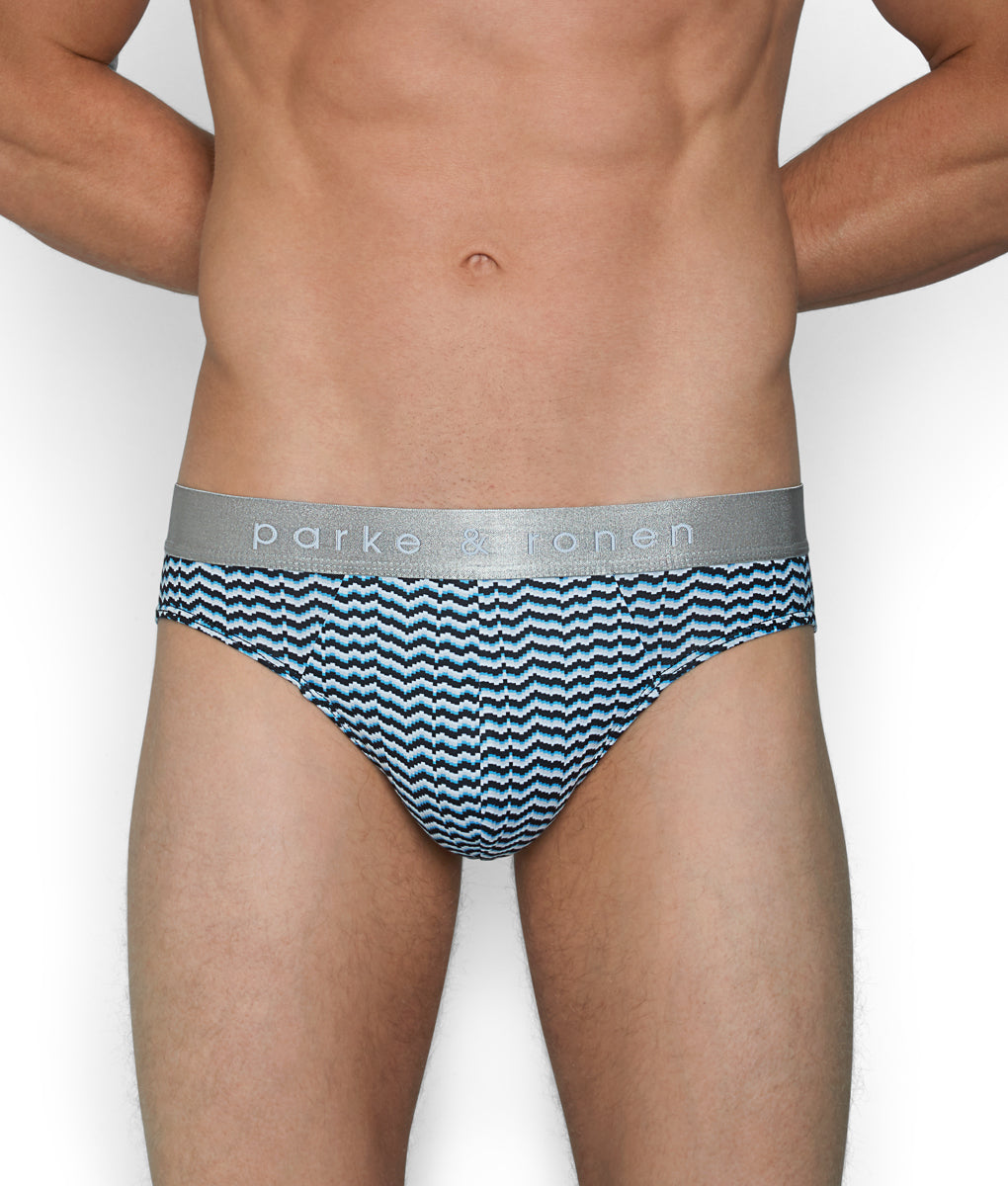 Parke & Ronen Printed Low-Rise Brief Parke & Ronen Printed Low-Rise Brief Pixel-stripe-blue