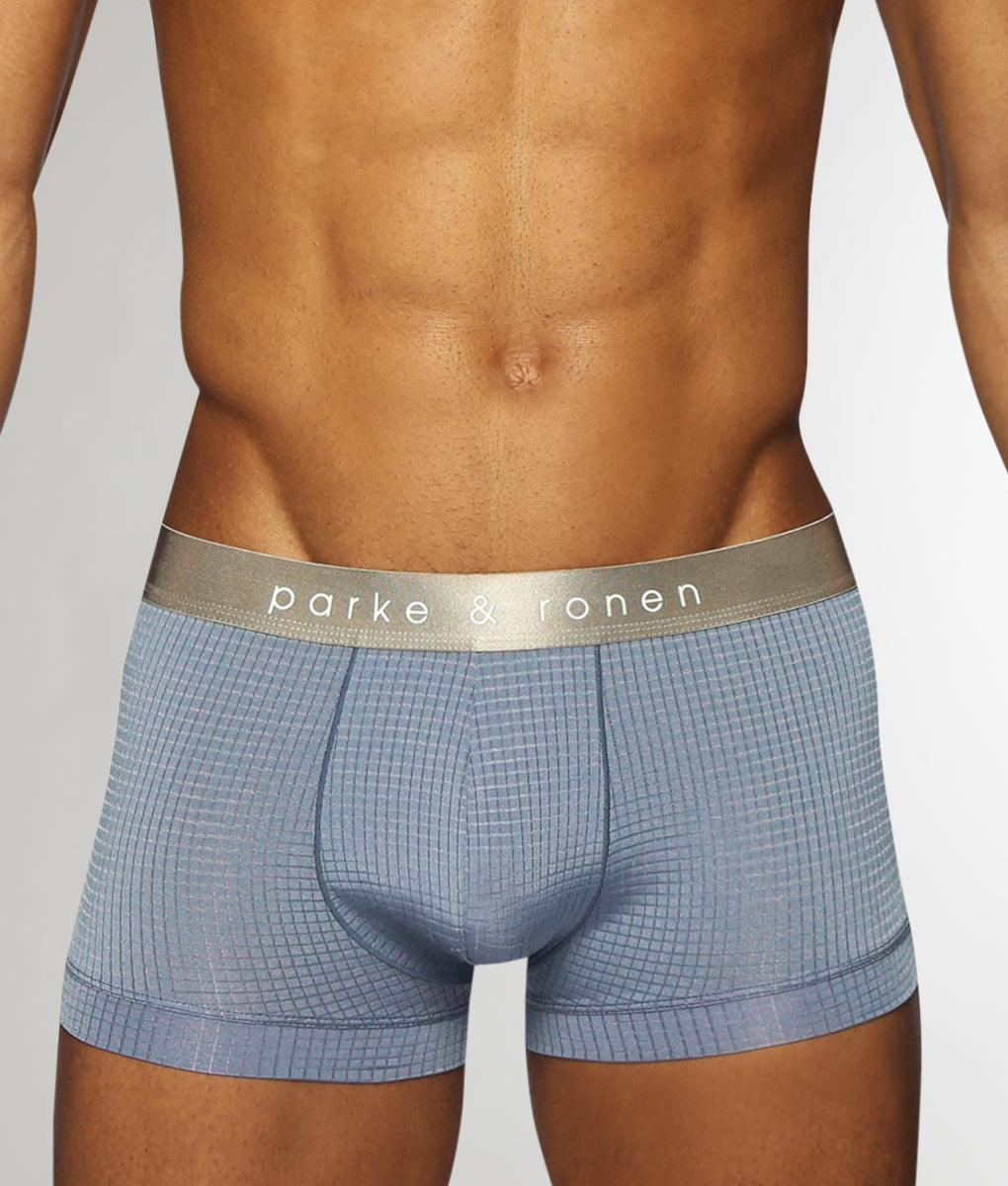 Parke & Ronen Basket Stitch Low-Rise Trunk Parke & Ronen Basket Stitch Low-Rise Trunk Steel-blue