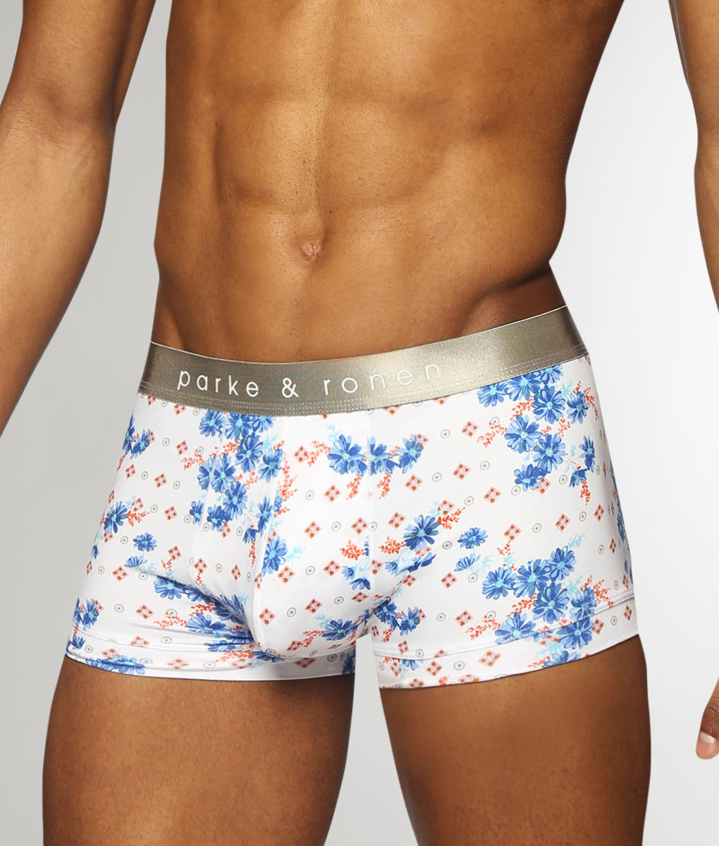 Parke & Ronen Printed Low-Rise Trunk Parke & Ronen Printed Low-Rise Trunk Posies-lapis