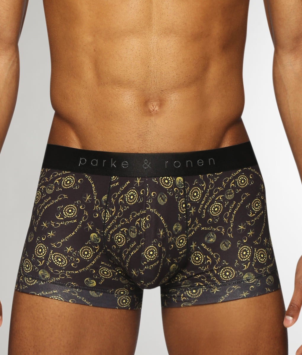 Parke & Ronen Printed Low-Rise Trunk Parke & Ronen Printed Low-Rise Trunk Roman-coins-black