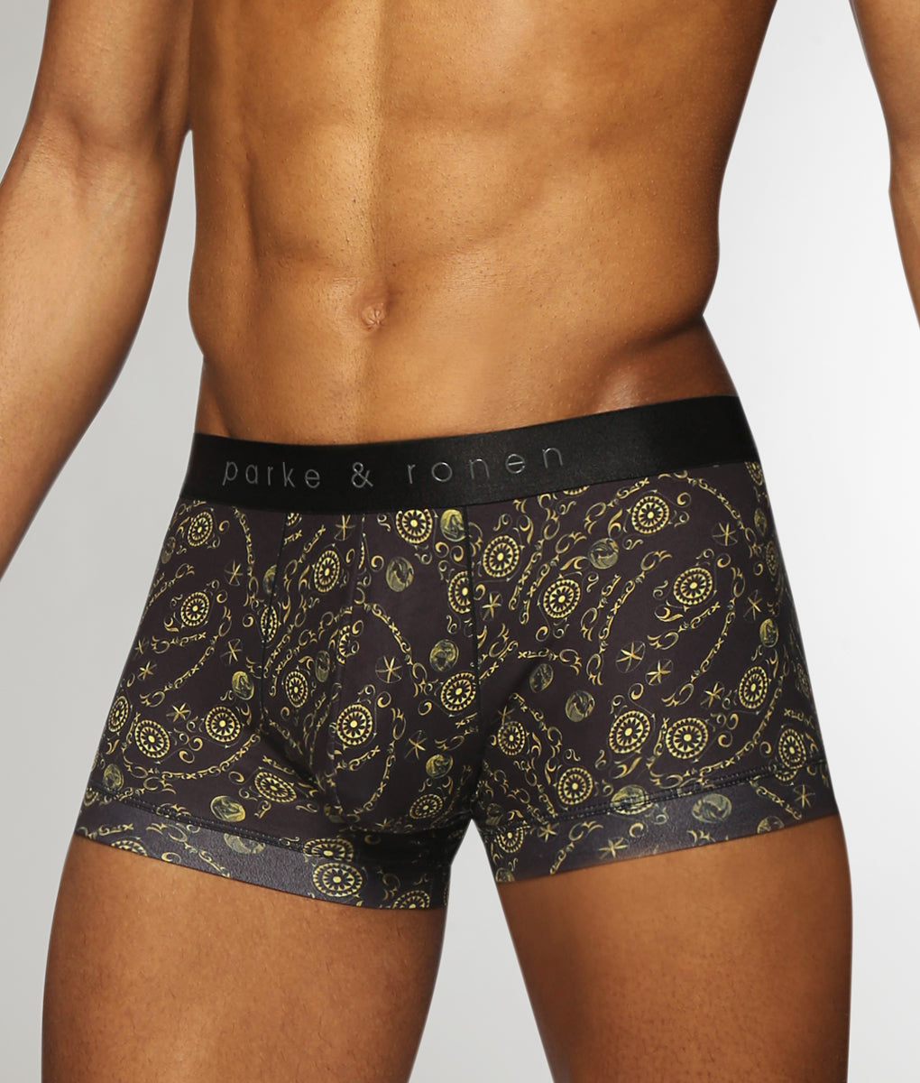 Parke & Ronen Printed Low-Rise Trunk Parke & Ronen Printed Low-Rise Trunk Roman-coins-black