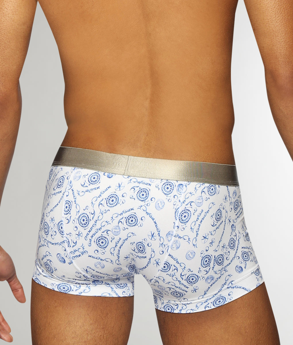 Parke & Ronen Printed Low-Rise Trunk Parke & Ronen Printed Low-Rise Trunk Roman-coins-lapis