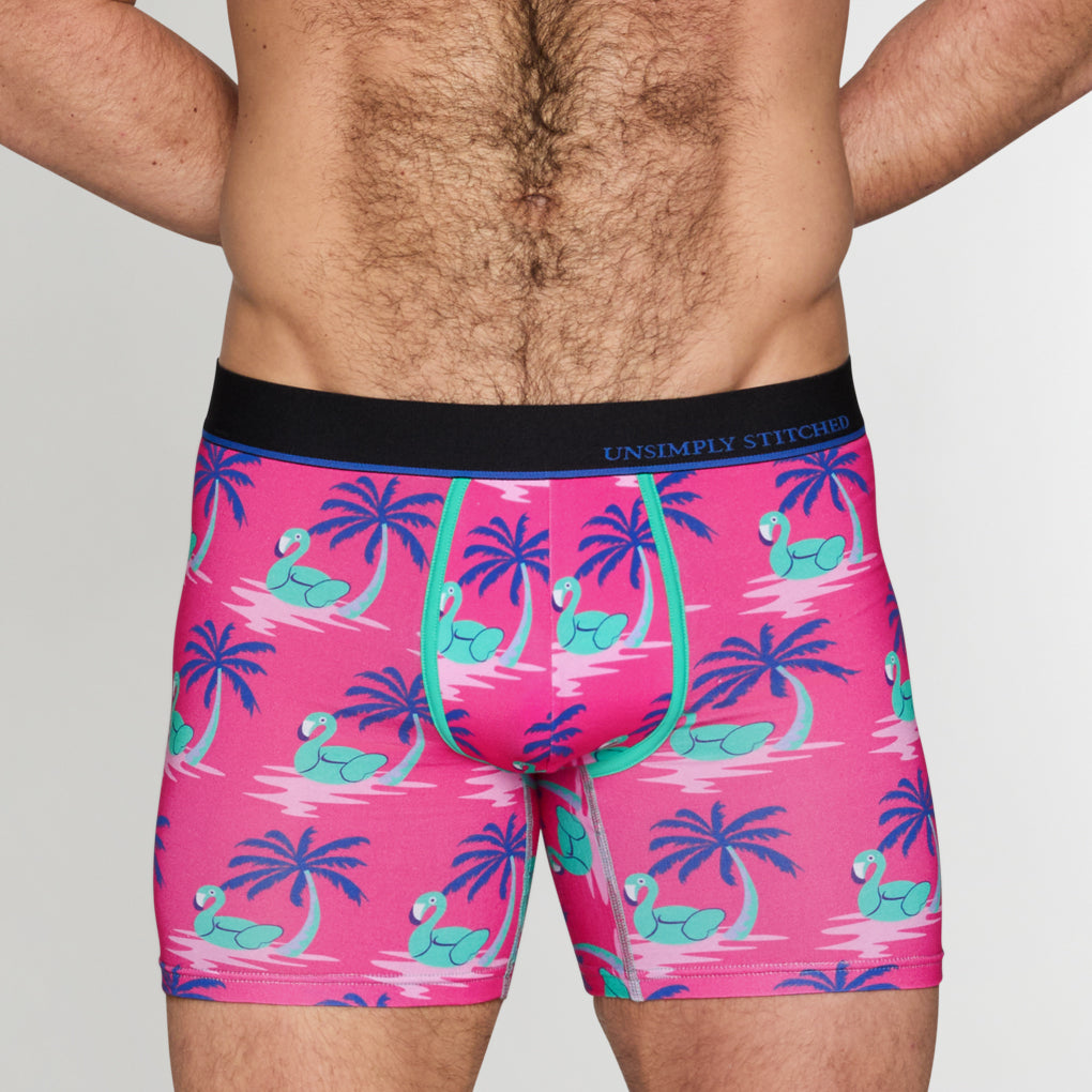 Unsimply Stitched Flamingo Palm Tree Boxer Brief Unsimply Stitched Flamingo Palm Tree Boxer Brief Pink