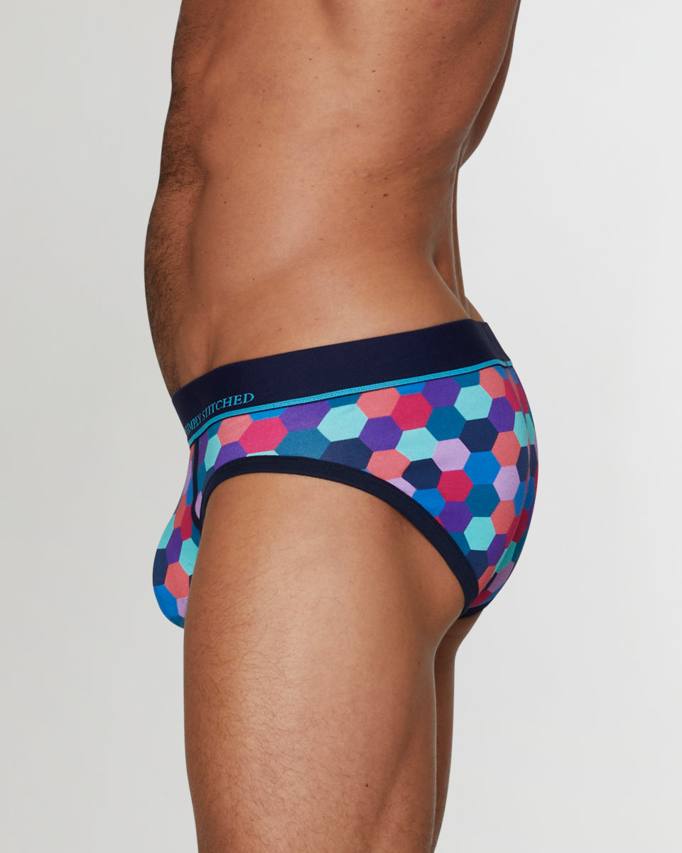 Unsimply Stitched Honeycomb Brief Unsimply Stitched Honeycomb Brief Blue-pink-multi