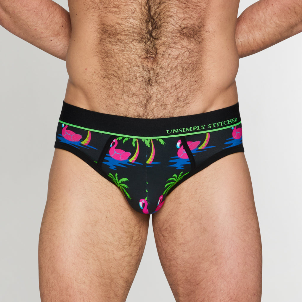 Unsimply Stitched Flamingo Palm Tree Brief Unsimply Stitched Flamingo Palm Tree Brief Black