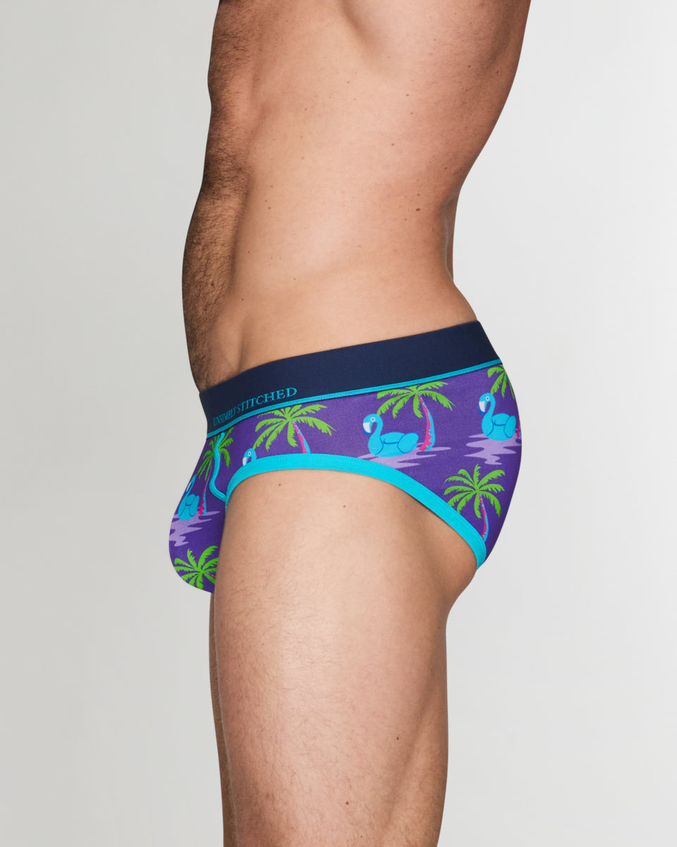 Unsimply Stitched Flamingo Palm Tree Brief Unsimply Stitched Flamingo Palm Tree Brief Purple