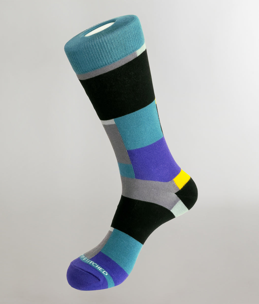 Unsimply Stitched Boro Crew Sock Teal-black-purple