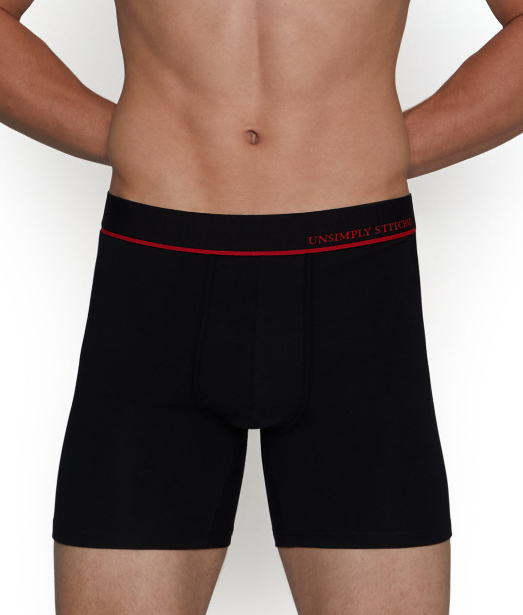 Boxer Feel Solid Charcoal & Red